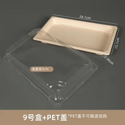 애완 플라스틱 뚜껑 새지 않는 미생물에 의해 분해된 사탕수수 초밥 도시락과 극초단파로 발송할 수 있는 종이 푸드 박스
