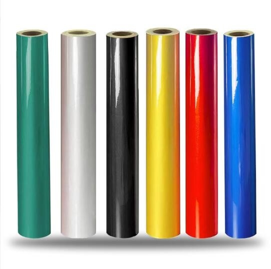 레이저 필름 자체 접착 녹색, 파란색, 검은색 PVC 글자 인쇄 전송 포장 롤 재료 필름